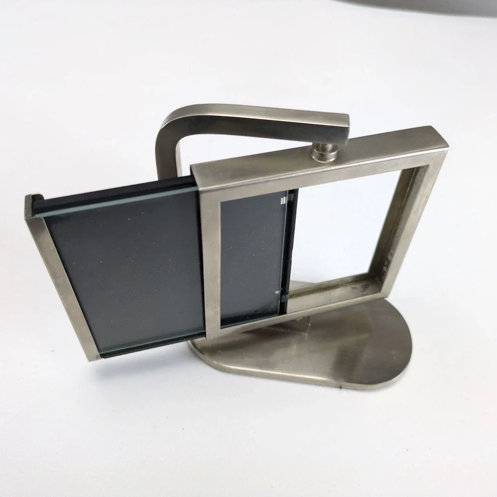 Pottery Barn Brushed Nickel Double Sided 3x3 Swing‎ Picture Frame Heavyweight